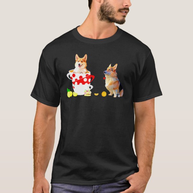 Cute Corgi Hund Tee Mad Hatters Tea Party Food (Framsida)