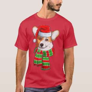 Cute Corgi Hund Wearing Red Santa Hat T Shirt