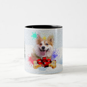 Cute Corgi Hund Yappy Jul Två-Tonad Mugg