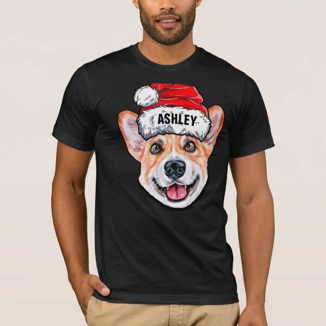 Cute Corgi jul Hat Big Hund T Shirt (Framsida)