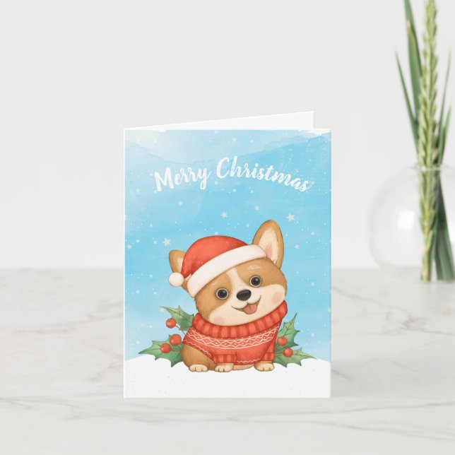 Cute Corgi-jul Helgkort (Framsida)