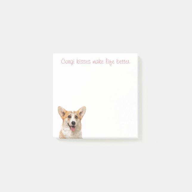 Cute Corgi Kisses Puppy Hund älskare Post-it Block (Framsida)