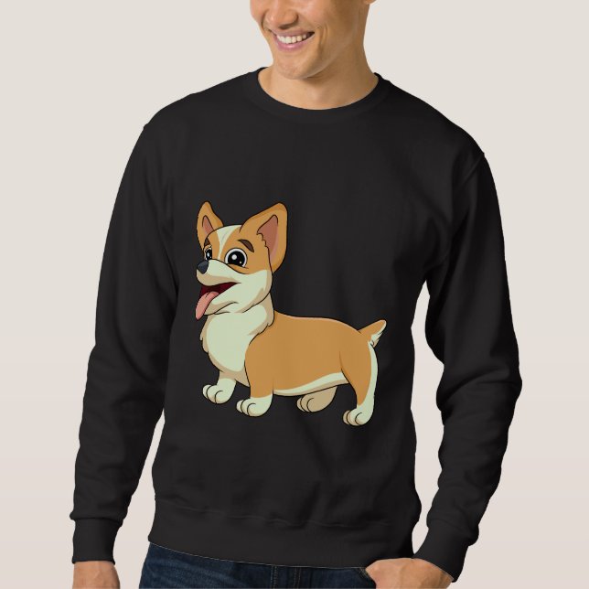 Cute Corgi      Lång Ärmad Tröja (Framsida)