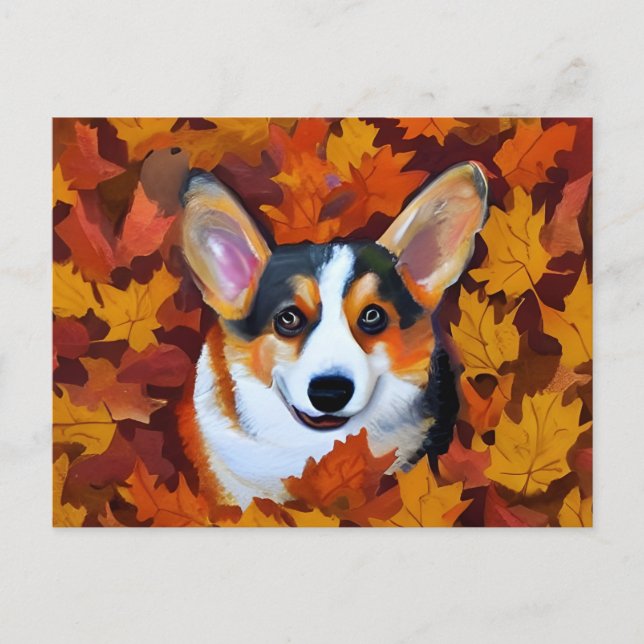 Cute Corgi-målning Vykort (Framsida)