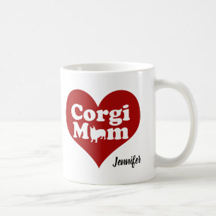 Cute Corgi Mamma Red Heart Kaffemugg