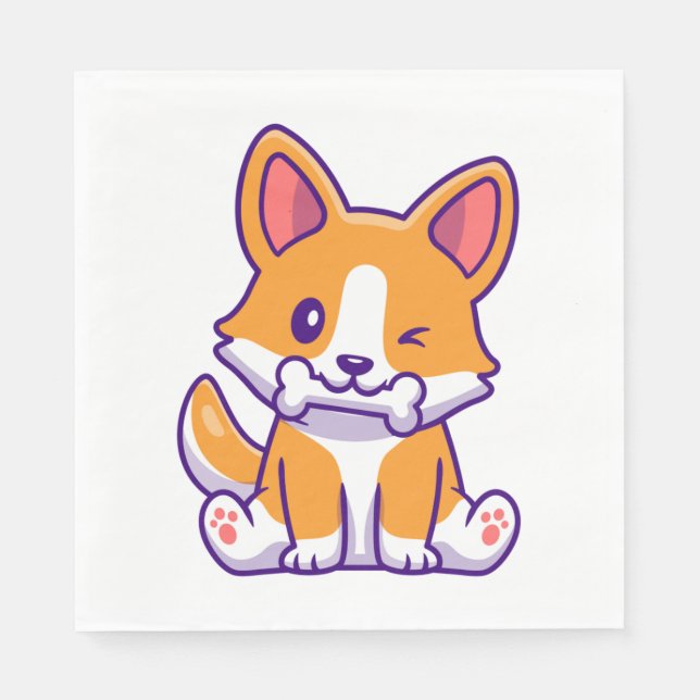 Cute Corgi med ben Pappersservett (Framsidan)