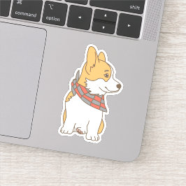 Cute Corgi med Gingham Checkered Bandana Klistermärken