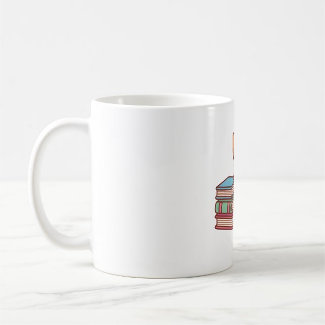 Cute Corgi med glas som läses a Bok Kaffemugg (Vänster)