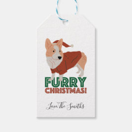 Cute Corgi med julpun: Håriget jul Presentetikett