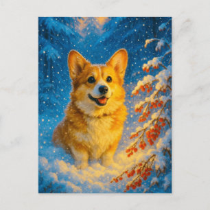 Cute Corgi Merry Lycklig Julgran vykort