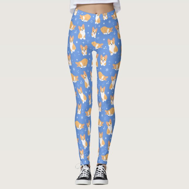 Cute Corgi Mönster Leggings (Framsida)