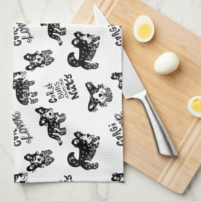 Cute Corgi Mönster Pillow Fodral Kökshandduk (Vikt i Fjärdedel)
