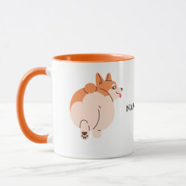Cute Corgi mugg med redigerbart namn