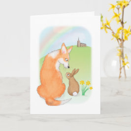 Cute corgi och kanin Påsk-kort Kort
