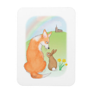 Cute corgi och kanin Påsk magnet