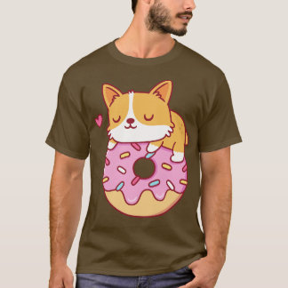 Cute Corgi på Donut Funny T Shirt
