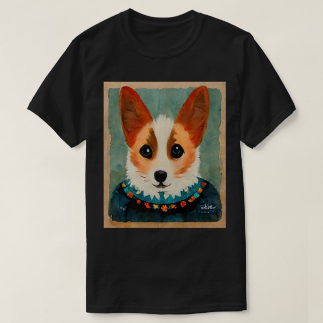 Cute Corgi Painting-757 T Shirt (Design framsida)