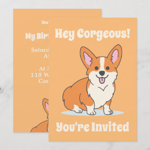 Cute Corgi Personlig Party Inbjudningar