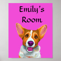 Cute Corgi poster, mitt rum, student-rummet poster