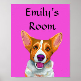 Cute Corgi poster, mitt rum, student-rummet poster