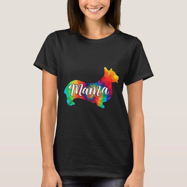 Cute Corgi Psychedelic Art Hippy Hund Mamma T Shirt (Framsida)