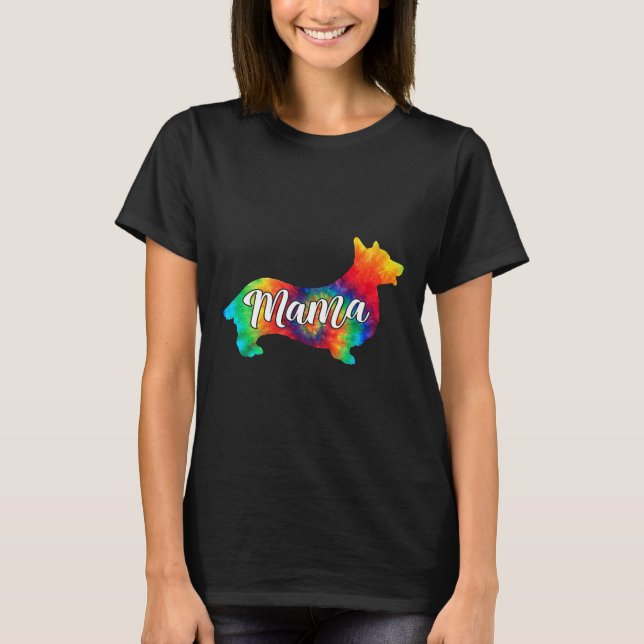 Cute Corgi Psychedelic Art Hippy Hund Mamma T Shirt (Framsida)