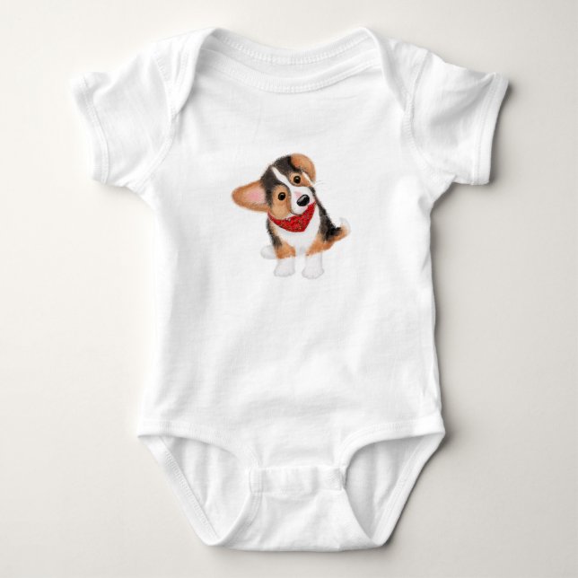 Cute corgi puppy baby bodydress t shirt (Framsida)