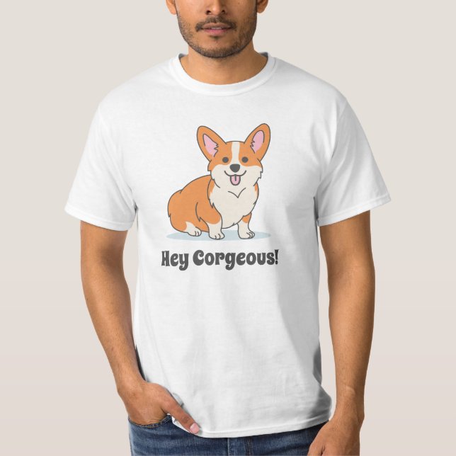 Cute Corgi Puppy Doodle T Shirt (Framsida)