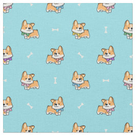 Cute Corgi Puppy Mönster Baby blue med Hund Bones Tyg