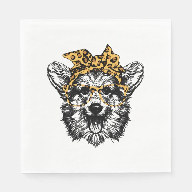 Cute Corgi Rolig hund Älskare Gift Pappersservett (Framsidan)