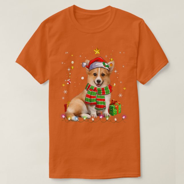 Cute Corgi Santa Julgran Ljus Julafton Pajama T Shirt (Design framsida)