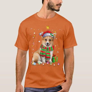 Cute Corgi Santa Julgran Ljus Julafton Pajama T Shirt