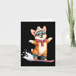 Cute Corgi Snowboarding Winter Sports Kort