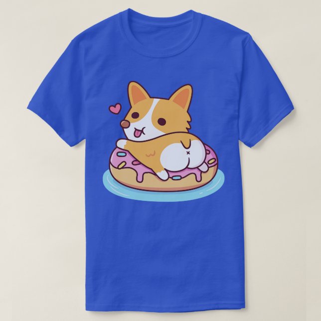 Cute Corgi som visar Booty på Donut Bassäng Flyter T Shirt (Design framsida)