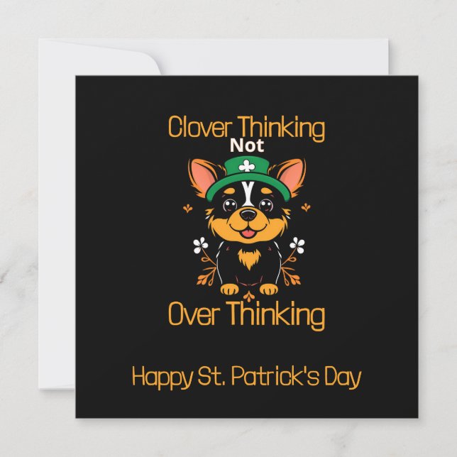 Cute Corgi St. Patrick-Day Card - platt design (Framsida)