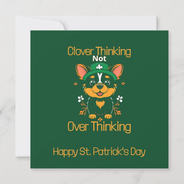 Cute Corgi St. Patrick-Day Card - platt design (Framsida)