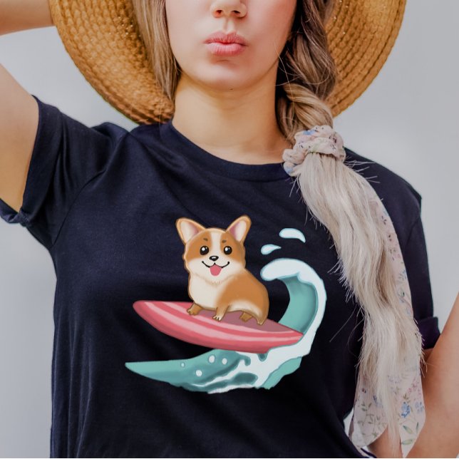 Cute Corgi Surfing T Shirt (Skapare uppladdad)