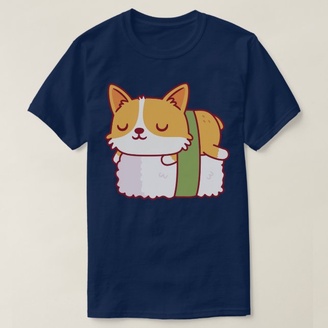 Cute Corgi Sushi Doodle T Shirt (Design framsida)