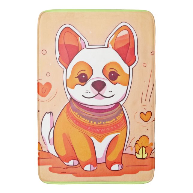 Cute Corgi Tecknad Badrumsmatta (Framsidan (Vertikal))