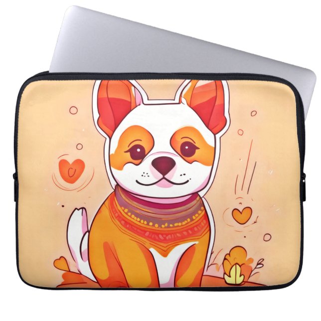 Cute Corgi Tecknad Laptop Fodral (Framsidan)