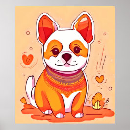 Cute Corgi Tecknad Poster