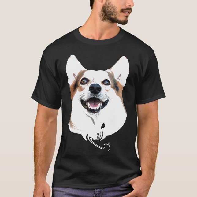Cute Corgi Tee Pembroke Welsh Corgi Hund Ansikte (Framsida)