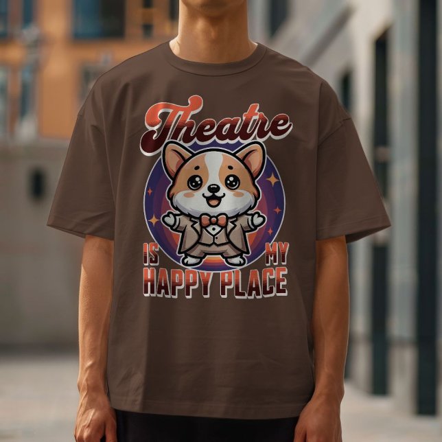Cute Corgi Theater är min Lycklig Ställe T Shirt (Casual Wear)