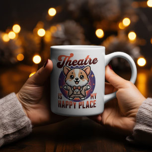Cute Corgi Theater är min Lycklig Ställe Två-Tonad Mugg