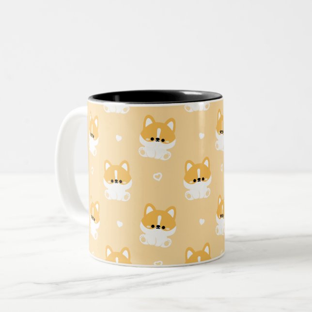 Cute Corgi Två-Tonad Mugg (Framsida vänster)