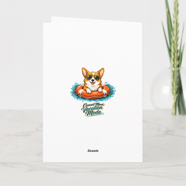 Cute Corgi "Vacation Mode" Summer Design Kort (Baksida)