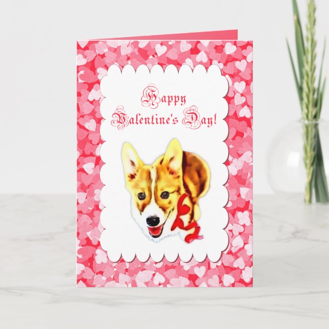 Cute Corgi Valentindagen Helgkort (Framsida)