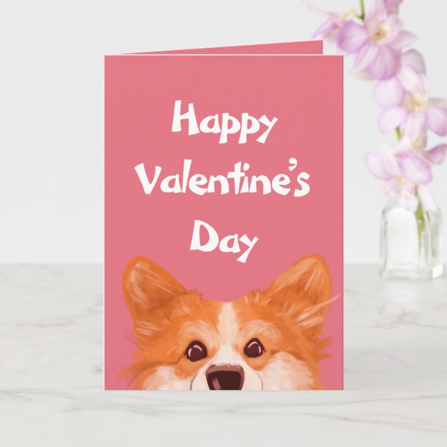 Cute Corgi Valentine Day Personlig Kort (Orkide)