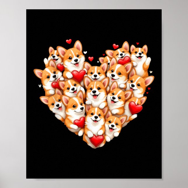 Cute Corgi Valentine Heart Valentines day Corgi Gi Poster (Framsidan)