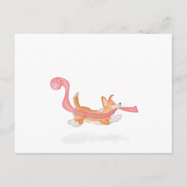 Cute corgi-valpar som stjäl toalettvykort vykort (Framsida)